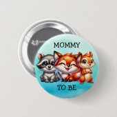 ママ |ウッドランドの生き物の赤ちゃんシャワー 缶バッジ (正面&裏面)