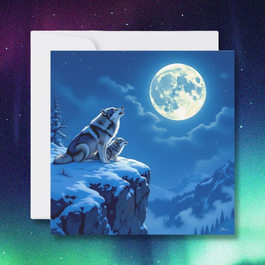 ママ・ウルフと赤ちゃんの月でのハウリング シーズンカード