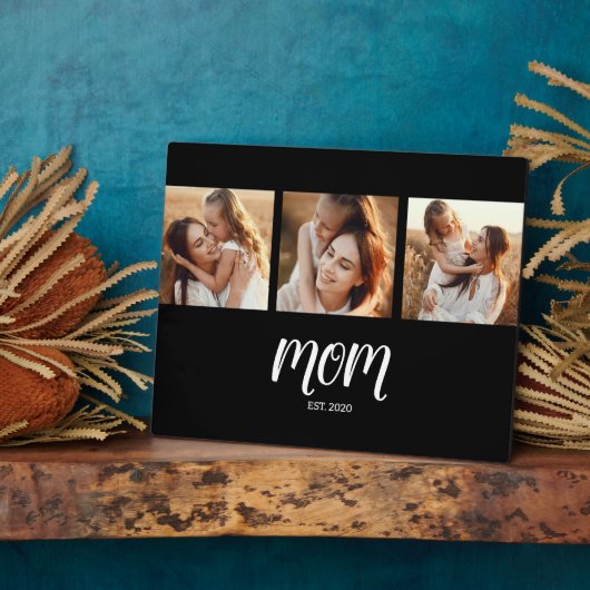 ママ エレガント スクリプト ブラック 3 フォト フォトプラーク (側面)