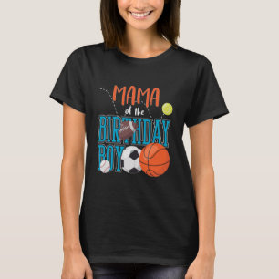 ママ・オブ・ザ・誕生日・ボーイ・スポーツ・マッチング・ファミリー Tシャツ