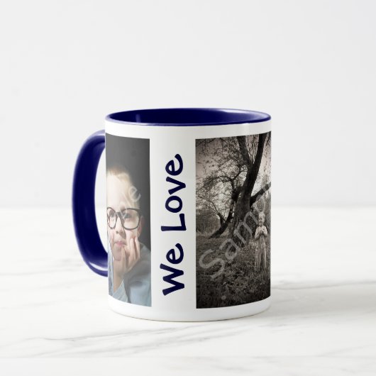 ママ・・キカスタムッズが好き3枚の写真を母親の日のマグ マグカップ (正面左)