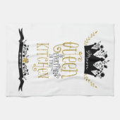 ママ – キッチンの女王 |金ゴールドグリッター キッチンタオル (横)