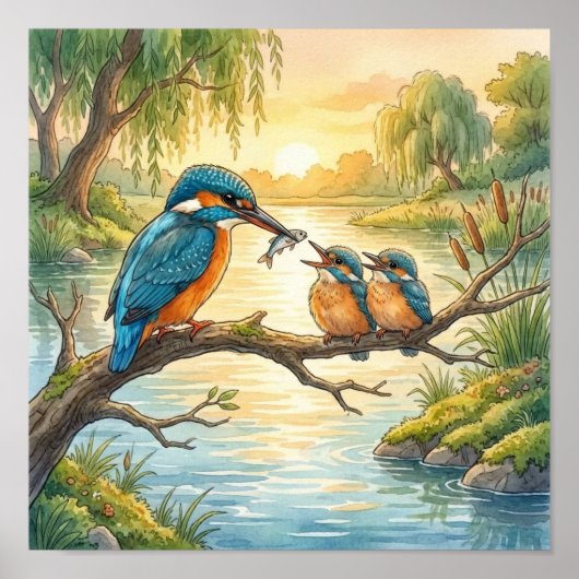 ママ キングフィッシャーと子ガモの保育園 ポスター (正面)