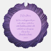 ママ サテンパープルとピンク 60歳の誕生日写真 オーナメントカード (裏面)