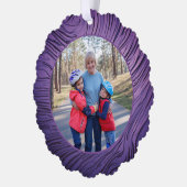 ママ サテンパープルとピンク 60歳の誕生日写真 オーナメントカード (左)