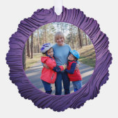 ママ サテンパープルとピンク 60歳の誕生日写真 オーナメントカード (正面)