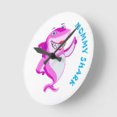 ママ・シャーク ラウンド壁時計 (傾斜)