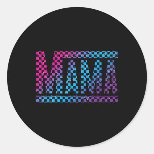 ママ チェックのマミー 新しいママ ハッピーマザーズデー ママ ラウンドシール (正面)