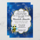 ママ·トゥ·ビー·ブルー&イエロー·ベビー·ユニセックスシャワー 招待状 (正面/裏面)