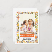 ママ、ハッピーマザーズ日オレンジ、黄色のフローラ写真 カード (正面/裏面インサイチュ)