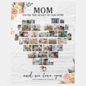 ママ | ハートのホームフォトコラージュ フリースブランケット (正面)