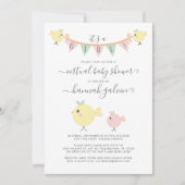 ママ·バード·リトル·チャック·バーチャル·ベビー·ガール·シャワー 招待状 (正面)