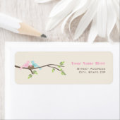 ママ&パパの鳥ピンクの卵の赤ちゃんシャワー ラベル (インサイチュ)