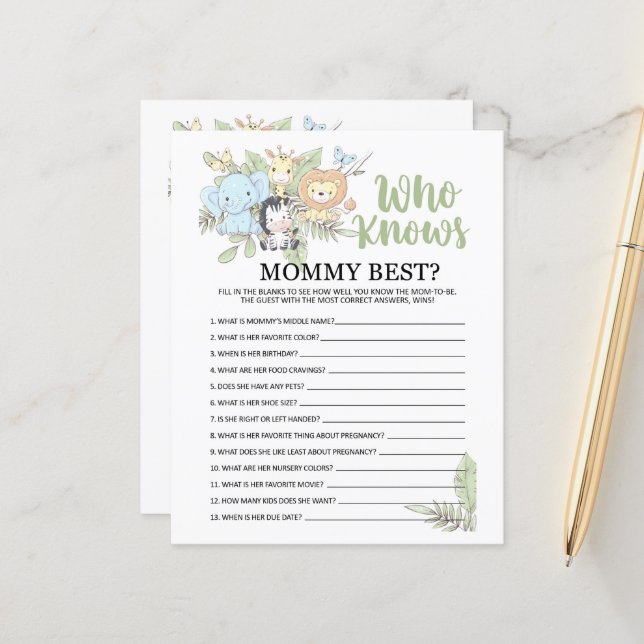 ママ/パパを後ろに知っているベビーシャワーゲーム (正面/裏面インサイチュ)