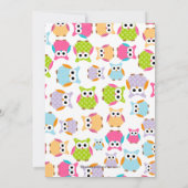 ママ&パパフクロウとベビーフクロツツインベビーシャワー 招待状 (裏面)