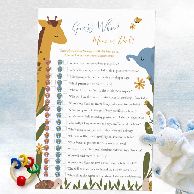 ママ？パパ？かわいい動物たち ベビーシャワーゲーム (Guess Who Mom or Dad Cute Animals Baby Shower Game ©Susanne Sachers - Sunny Mind Design 🌞)