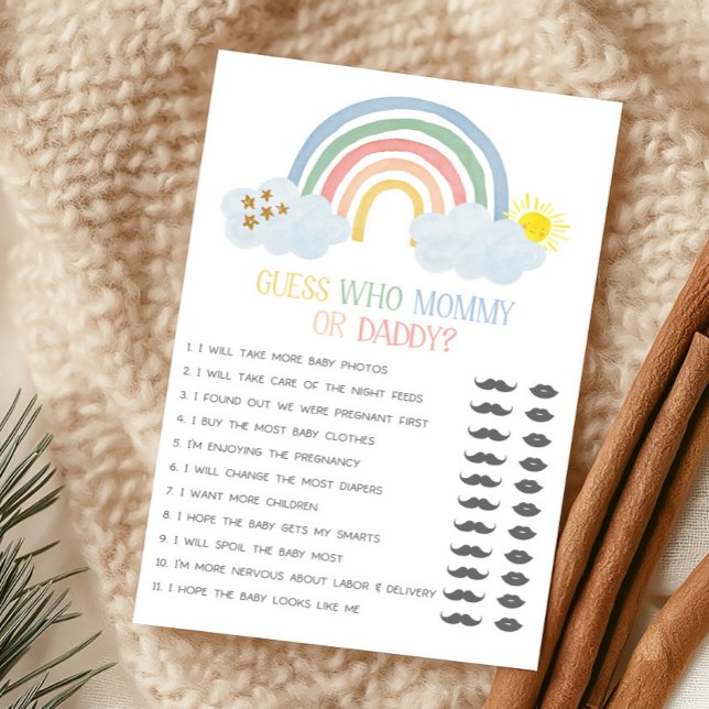 ママ？パパ？当てっこゲーム Little Ray of Sunshine (Rainbow Baby Shower Guess Who Mommy or Daddy Game)