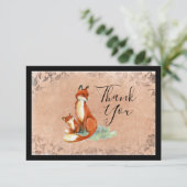ママ・フォックスとベイビーの水彩イラスト・サンキューカード 招待状 (スタンド正面)