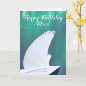 ママ・ベアと子猫が星を眺める カード (黄色い花)