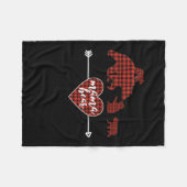 ママ·ベア3赤い赤い赤いプレイドのクリスマスママ フリースブランケット (正面(横))