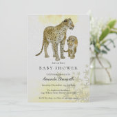 ママ＆ベイビーレオパードのベビーシャワー 招待状 (スタンド正面)