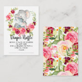 ママ&ベビーエレファントシャワーおむつラッフルチケット エンクロージャーカード (正面/裏面)