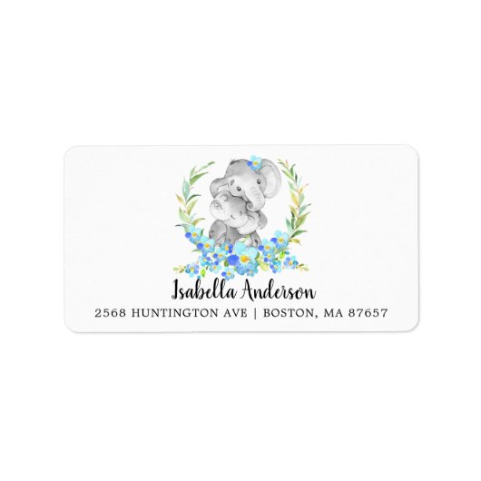 ママ&ベビーエレファントシャワー住所 シール (正面)