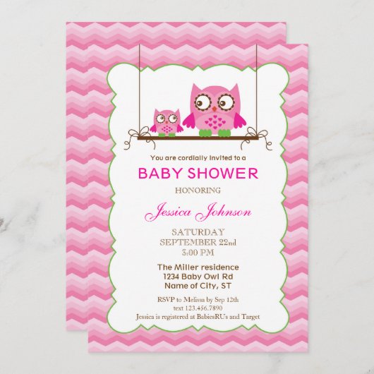 ママ&ベビーオールズガールベビーシャワー招待状 招待状 (正面/裏面)