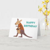 ママ&ベビーカンガロ誕生日 カード (黄色い花)