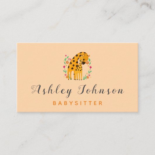 ママ&ベビーキラフェベビーシッターかわいい甘い 名刺 (正面)