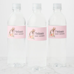 ママ&ベビーキリンかわいい水彩赤ちゃんシャワー ペットボトルラベル