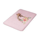 ママ&ベビーキリンかわいい水色 バスマット (アングル)