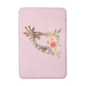 ママ&ベビーキリンかわいい水色 バスマット (正面縦)