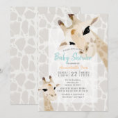 ママ＆ベビーギザギザ グレージュ水彩 ベビーシャワー 招待状 (正面/裏面)