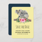 ママ&ベビーコアラ可愛い水彩赤ちゃんシャワー セーブザデート (正面/裏面)