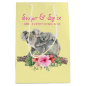 ママ&ベビーコアラ可愛い水彩赤ちゃんシャワー ミディアムペーパーバッグ (正面)