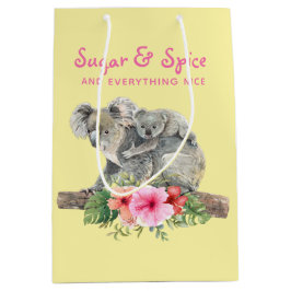 ママ&ベビーコアラ可愛い水彩赤ちゃんシャワー ミディアムペーパーバッグ