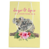 ママ&ベビーコアラ可愛い水彩赤ちゃんシャワー ミディアムペーパーバッグ (裏面)