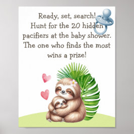 ママ&ベビースロースおしゃぶり狩りベビーシャワーポスター ポスター