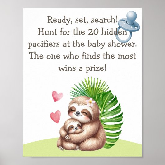 ママ&ベビースロースおしゃぶり狩りベビーシャワーポスター ポスター (正面)