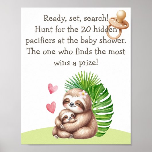 ママ&ベビースロースおしゃぶり狩りベビーシャワーポスター ポスター (正面)