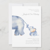 ママ&ベビーゾウ赤ちゃんシャワー 招待状 (正面)