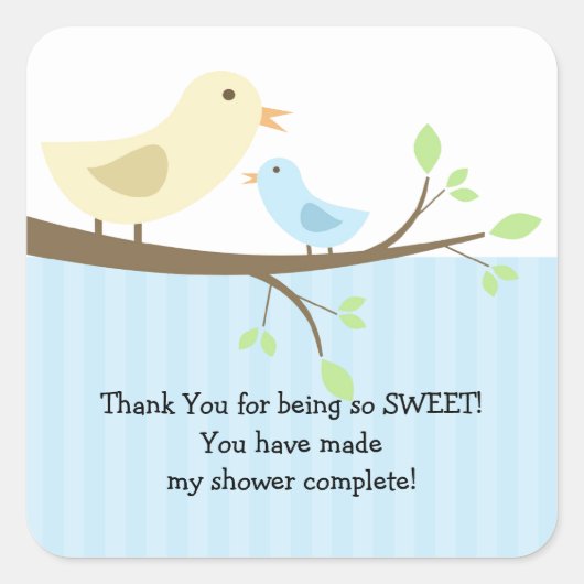 ママ&ベビーバードベイビーシャワースクエアステッカー! スクエアシール (正面)