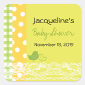 ママ&ベビーバードレースかわいい赤ちゃんシャワーギフトラベル スクエアシール (正面)