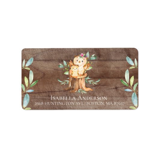 ママ&ベビーフクロウベビーシャワー住所 シール (正面)