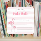 ママ+ベビーフラミンゴ蔵書票シール スクエアシール