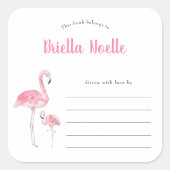 ママ+ベビーフラミンゴ蔵書票 スクエアシール (正面)