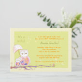 ママ&ベビーフールグリーンベビーガールシャワー 招待状 (スタンド正面)