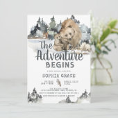 ママ&ベビーベアウッドランドベビーシャワー 招待状 (スタンド正面)