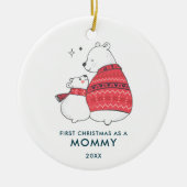 ママ&ベビーベアパーソナライズされたー第1クリスマスズAs a Mommy セラミックオーナメント (正面)